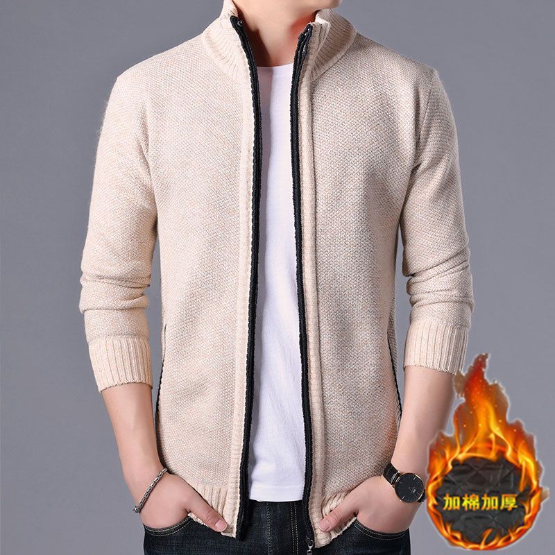 Trui Herfst Winter Mode Casual Geruite Capuchon Fleece Verdikt Heren Losse Pasvorm Plus Size Warme Cardigan_voghion.com
