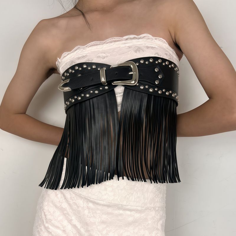 Boho Western Fransengürtel - Handgefertigter verstellbarer Cowgirl-Bund für Hippie- und Y2K-Mode_voghion.com