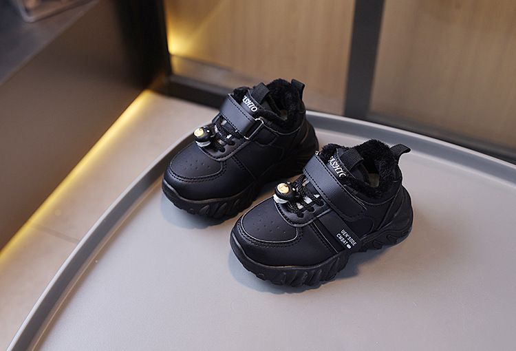 New Boys' Fleece Sneakers Girls' Daddy Shoes Baby Warm Two Cotton Shoes_voghion.com