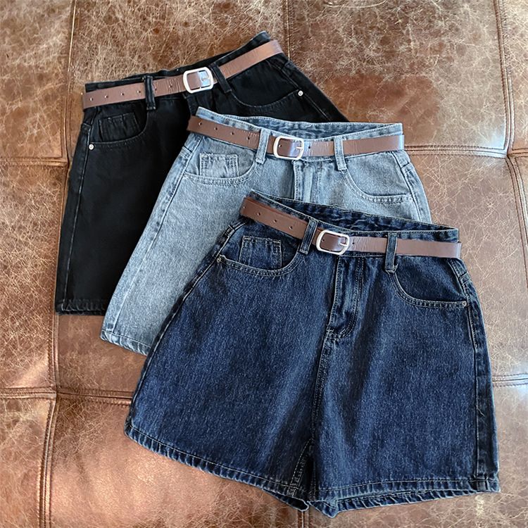 Roupas femininas Shorts jeans para mulheres Verão Novo estilo Tendência Ins Internet Celebridade Cintura alta Simples Fino Solto Perna larga Todos combinam A Linha Calças quentes_voghion.com