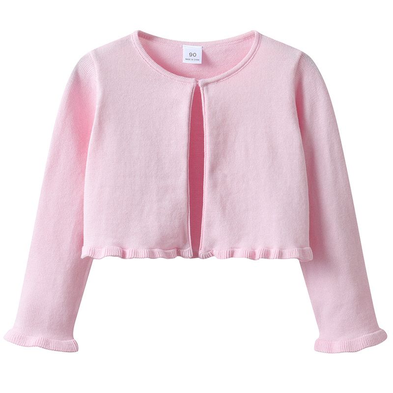 Baumwoll-Cardigan für Mädchen mit verstecktem Knopf – Leichter Prinzessinnen-Überwurf für Frühling und Herbst (90 cm – 160 cm, 3 klassische Farben)_voghion.com