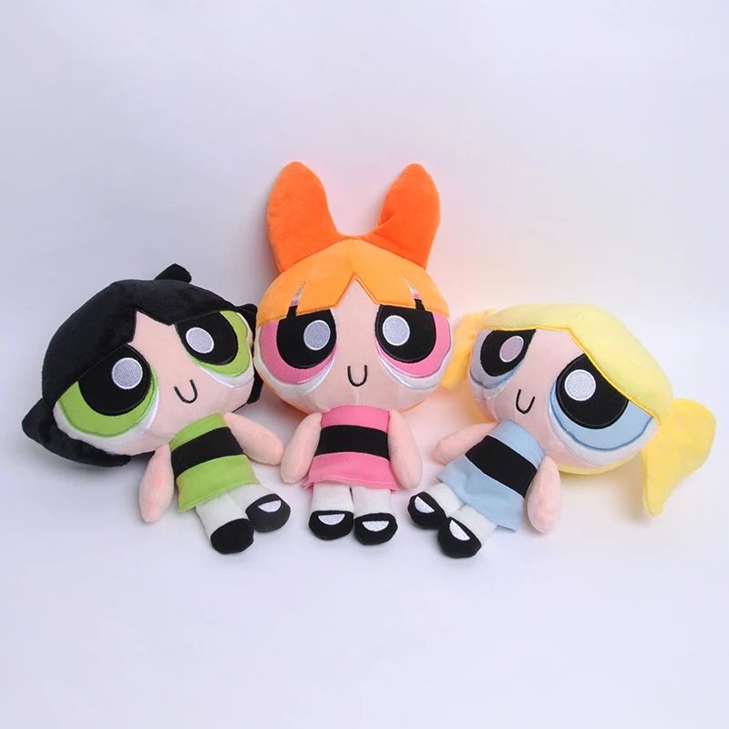 Új 3db/tétel 20cm Rajzfilm anime Pindúrlányok plüssjátékok Aranyos Virág Boglárka Buborékok töltött plüss babák Ajándékok Gyermekeknek_voghion.com