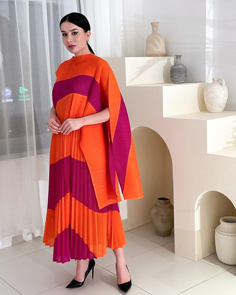 Women's Suit New Style All Match Irregular Color Matching Pleats Plus Fat Leisure Loose Two Piece Set_voghion.com