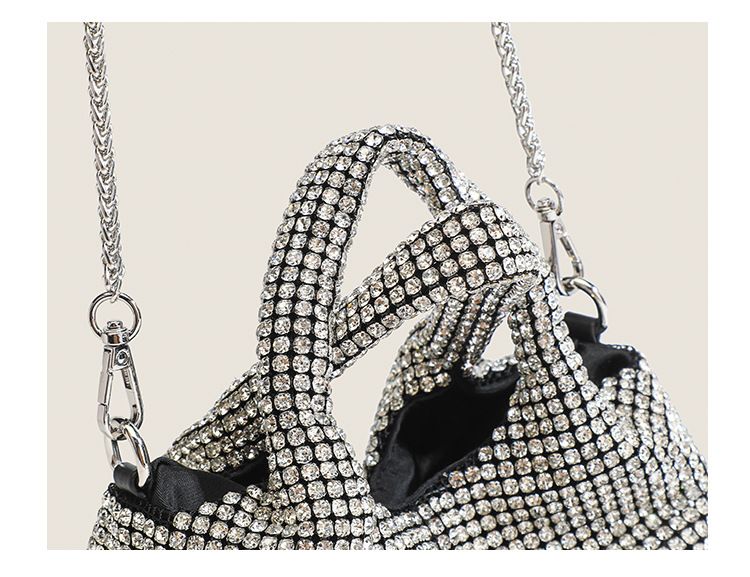 Borsa a secchiello con catena di diamanti di alta qualità, versatile, grande capacità, borsa a tracolla portatile con cestino per verdure_voghion.com