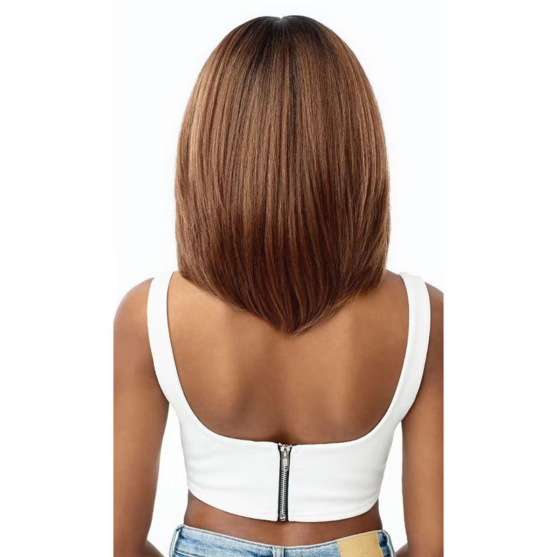 Perücke neue Perücke Damen kurze Haare braun Bobo Kopf Reparatur Gesicht mittellanges lockiges Haar Mittelteil Pony volle Kopfbedeckung_voghion.com