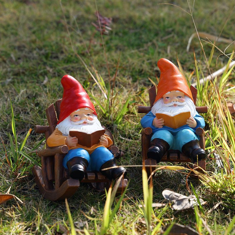 New Recliner Reading Floor Figurine Home Decor Gnome Dwarf Garden Statue Decoration Resin Craft_voghion.com