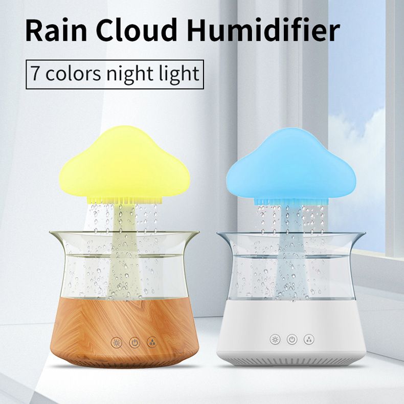 Pilzwolken-Luftbefeuchter für Zuhause – 500 ml Ultraschall-Luftbefeuchter mit großem Nebel und Diffusor für ätherische Öle, Nachtlicht, Fernbedienung, automatischer Abschaltung_voghion.com