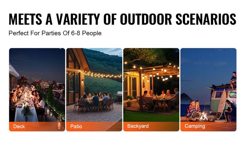 VEVOR Propane Patio Heater 50000BTU Tall Hammered W/Round Table Outdoor Bronze_voghion.com