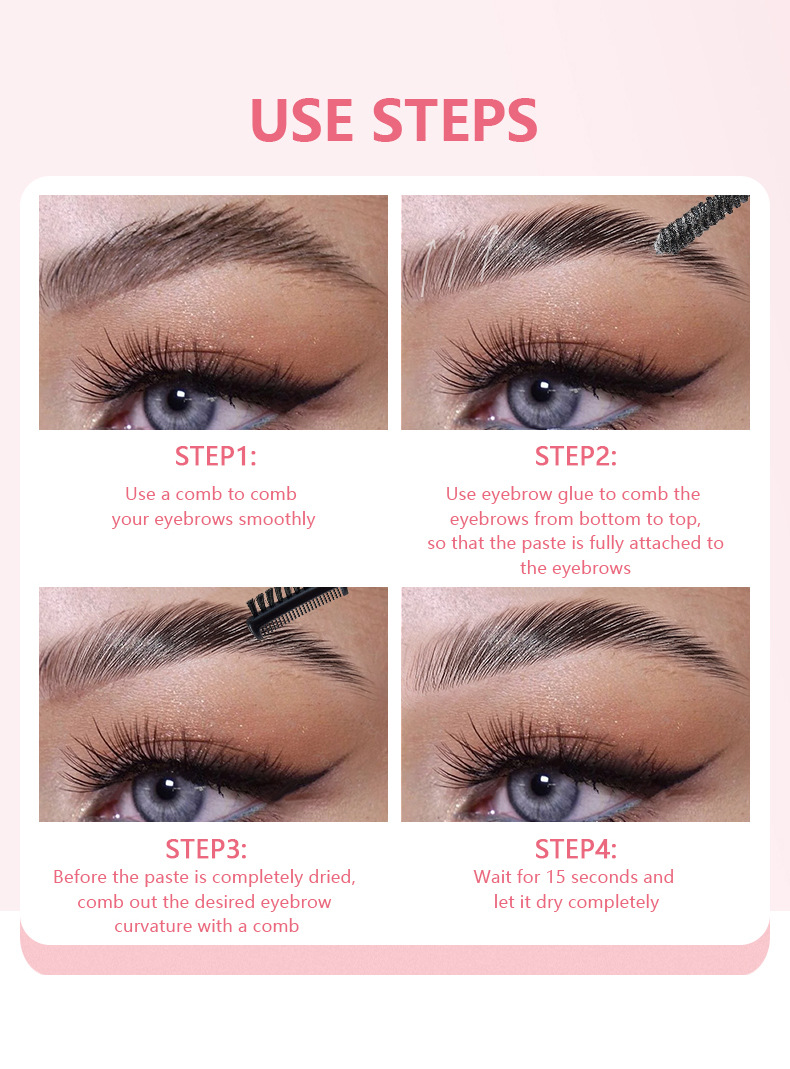 Pudaier Natural Stereoscopic Double Head Brow Comb Cream Gel per sopracciglia con regolazione incolore_voghion.com