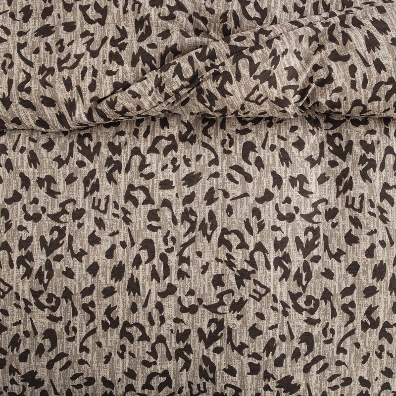 Blødt fiber brunt leopardprint dynebetræk sengetøjssæt i tre dele_voghion.com