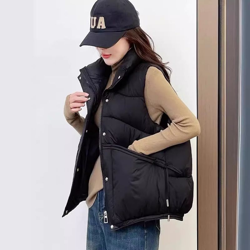 Gilet matelassé pour femme – Motif 3D et col montant zippé (Indispensable pour superposer les vêtements d'hiver légers)_voghion.com