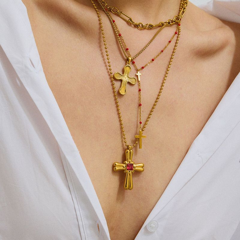 Women's Jewelry Stainless Steel Cross Pendant Necklace Hypoallergenic Durable Layering Chain Minimalist Elegant Gift For Her_voghion.com