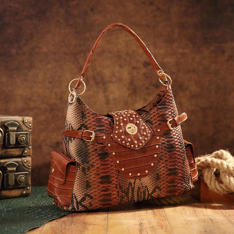 Borsa a mano con tracolla e motivo serpente, stile retrò, da donna_voghion.com
