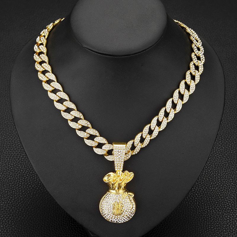 Hip Hop Street Crowd personalisierte Dollar Symbol Geld Tasche Anhänger kubanischen Kette_voghion.com