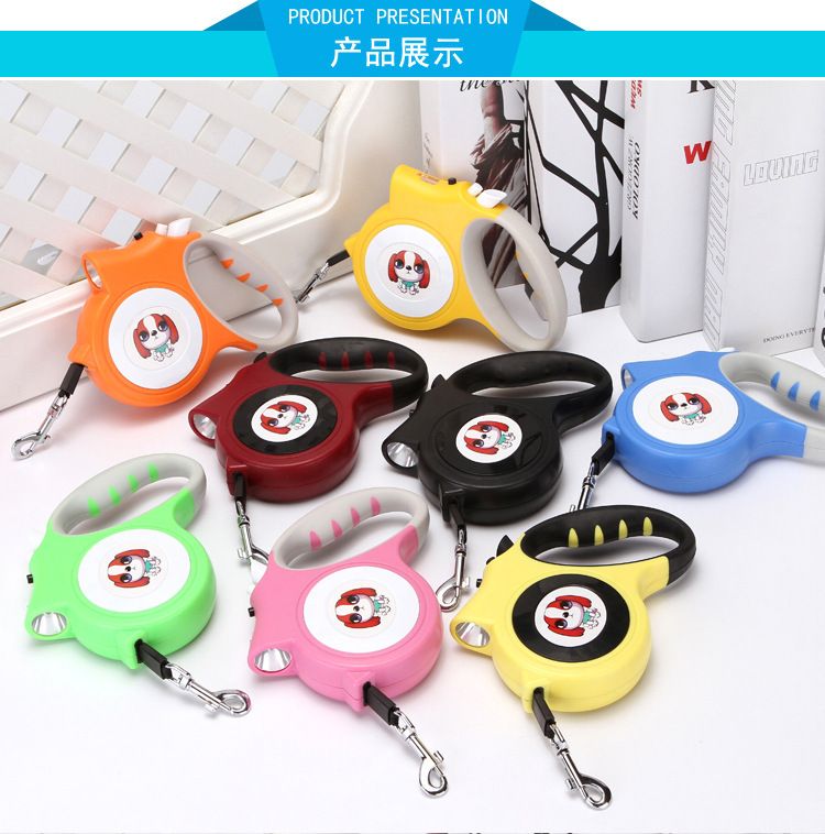 Guinzaglio retrattile per cani, portatile, automatico, per passeggiate notturne, per animali domestici, esterno, con luce_voghion.com