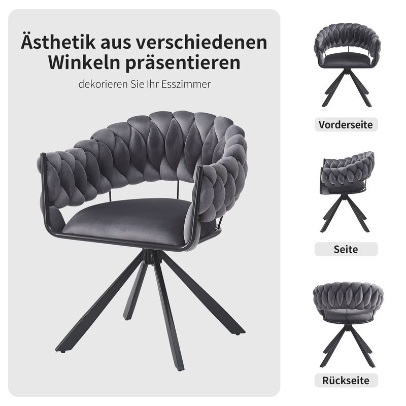 6er Set Samt Esszimmerstühle Mit Klauenbeinen, Grau_voghion.com