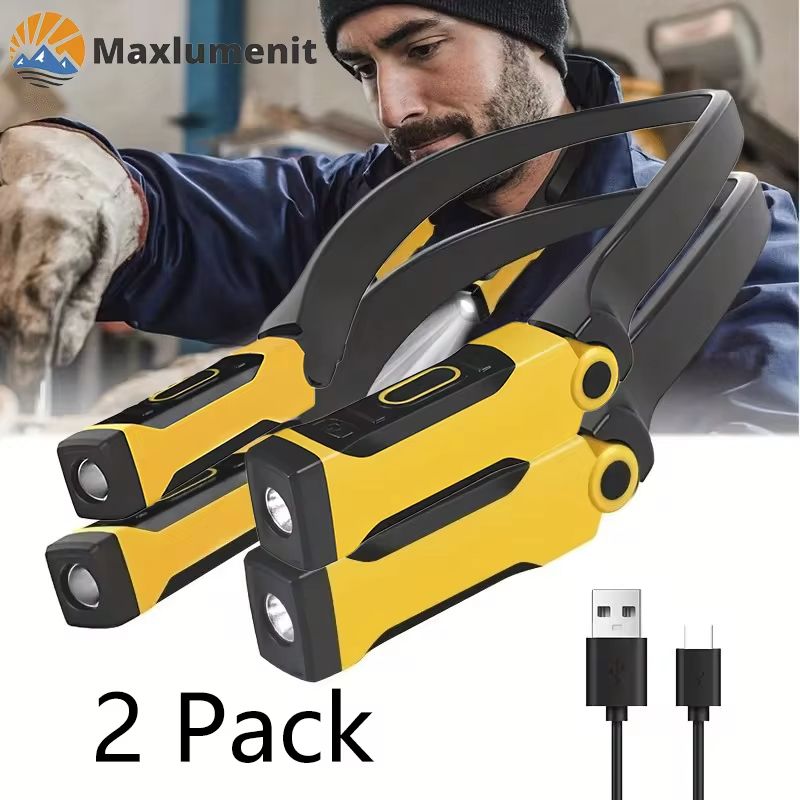 Lot de 2 lampes de lecture LED rechargeables pour le cou, deux niveaux de luminosité pour la lecture, le tricot, le camping et la réparation. Lampe de travail LED_voghion.com