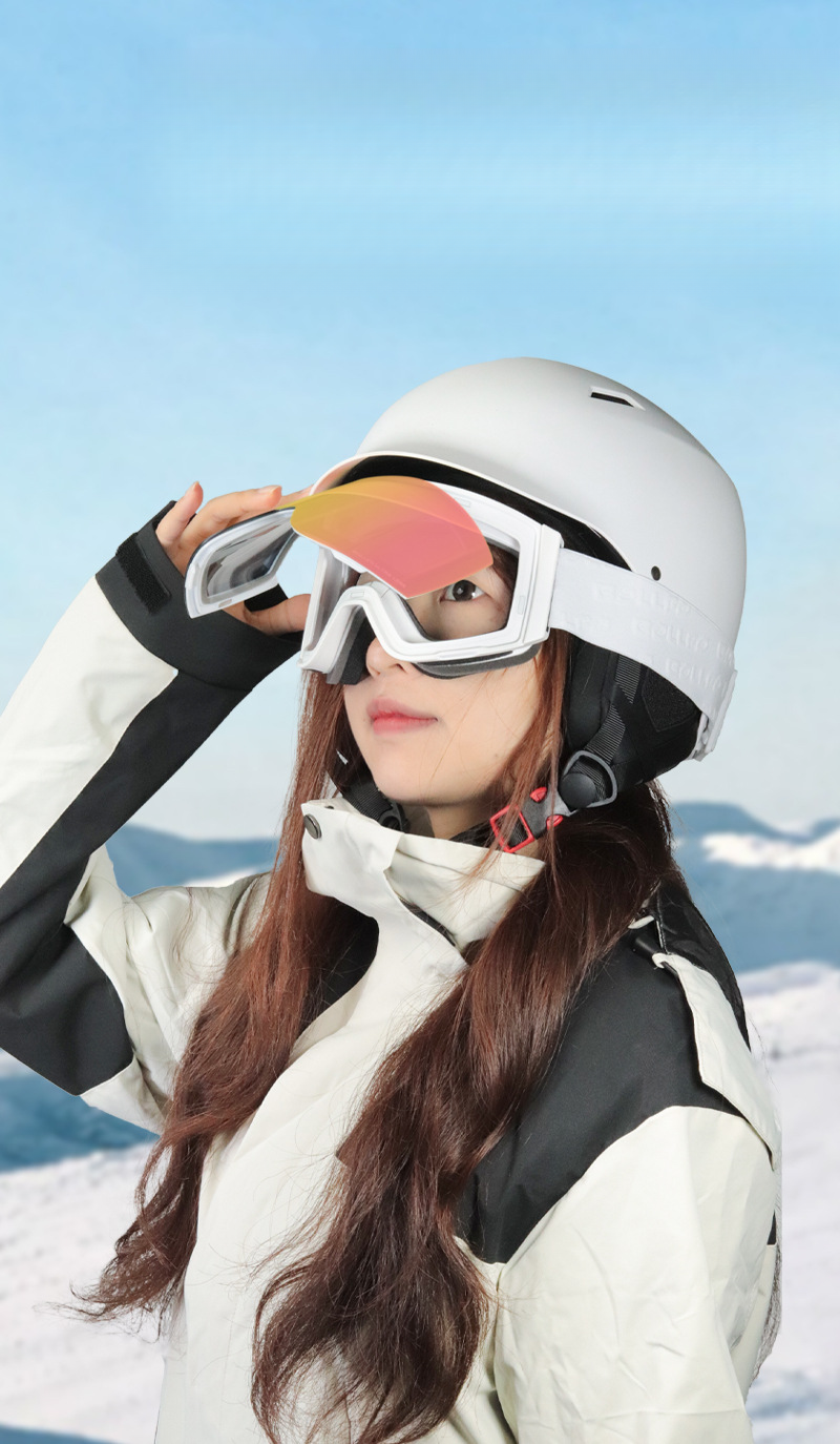 BOLLFO Smart Color Changing Magnetic Flip Ski Double Layer Anti-Fog Protective Glasses For Men And Women Winter_voghion.com