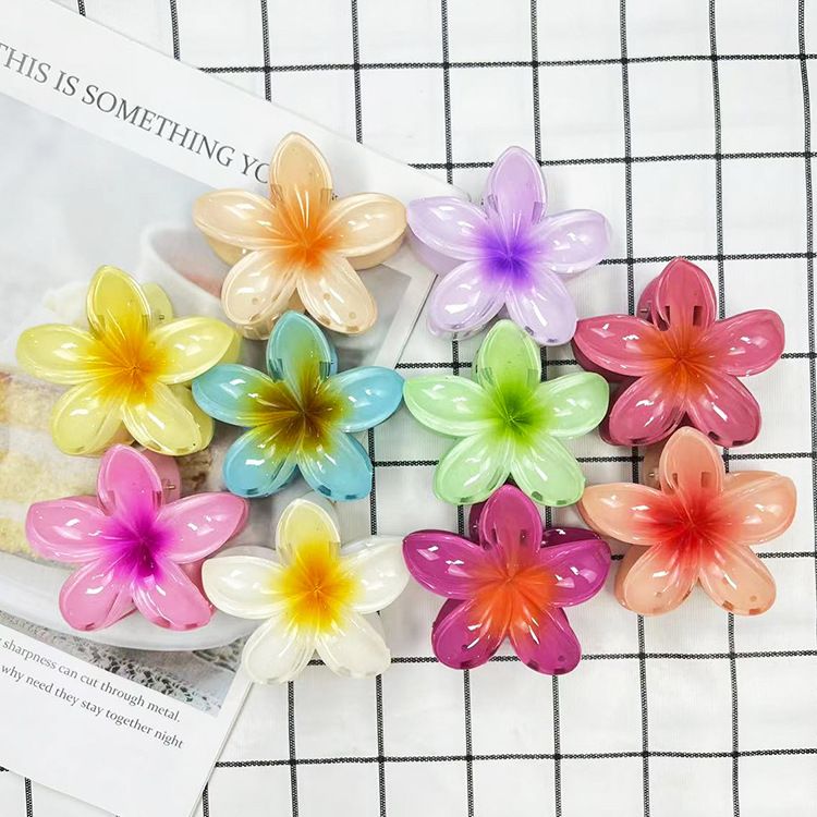 Ei Blume Klaue Clip Gradienten Candy Farbe Blume Mode Urlaub Heißer Verkauf Zurück Kopf Löffel Pan Haar Shark Clip Haar zubehör_voghion.com