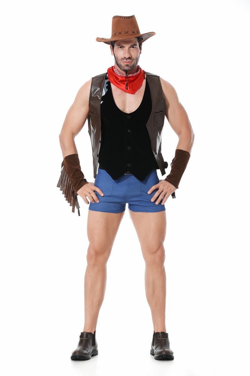Nowy kostium na Halloween Western Cowboy dla mężczyzn dla dorosłych, do odgrywania ról w barze_voghion.com