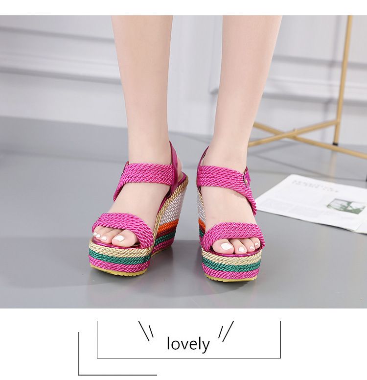 Γυναικεία Παπούτσια Νέο Στυλ με Τακούνι Σφήνας, Παντόφλες με Ουράνιο Τόξο, Γυναικεία Ψηλοτάκουνα Σανδάλια για Υπαίθριες Δραστηριότητες, Αδιάβροχα Γυναικεία Παπούτσια με Πλατφόρμα_voghion.com