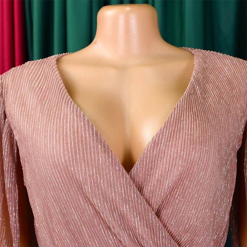 Damenbekleidung Neue V-Ausschnitt Temperament Langarm Cape Taille Kleid Rock_voghion.com