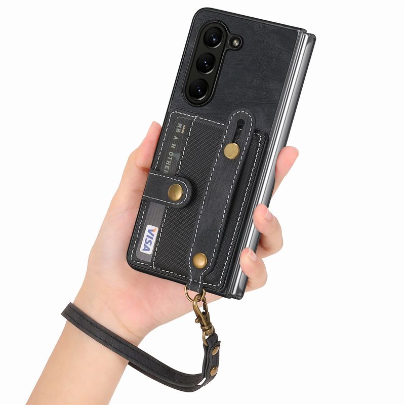 For Galaxy Z Fold6 Phone Case All Inclusive Stand Wristband Card Samsung Z Fold 5 Case_voghion.com