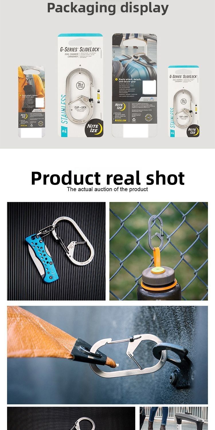 Nite Ize Carabiner G-Clip Quickdraw Keychain Backpack Climbing Clip Stainless Steel_voghion.com