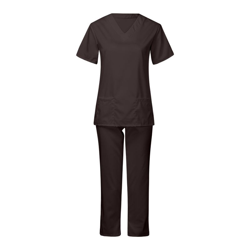 Vêtements pour femmes nouvelle couleur unie poche col en V uniforme de travail infirmier uniforme d'infirmière uniforme d'infirmière costume deux pièces femme_voghion.com