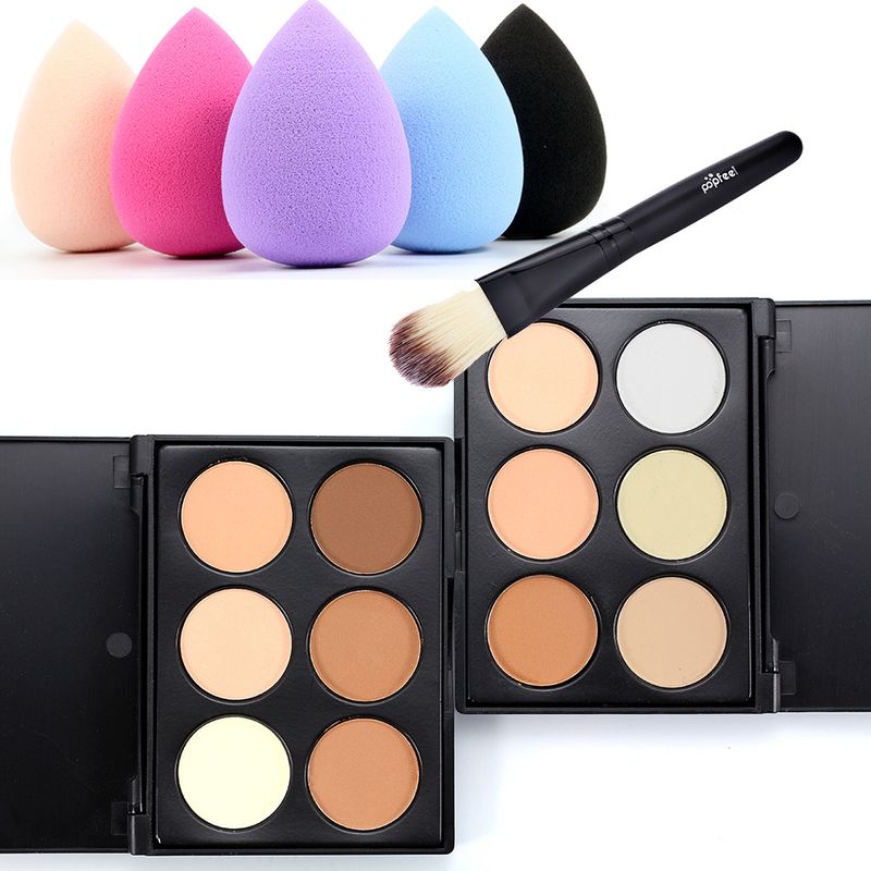 Set di trucco POPFEEL 3 pezzi Palette di trucco Palette di fondotinta combinata Pennello per cipria Beauty Beginner Studio_voghion.com