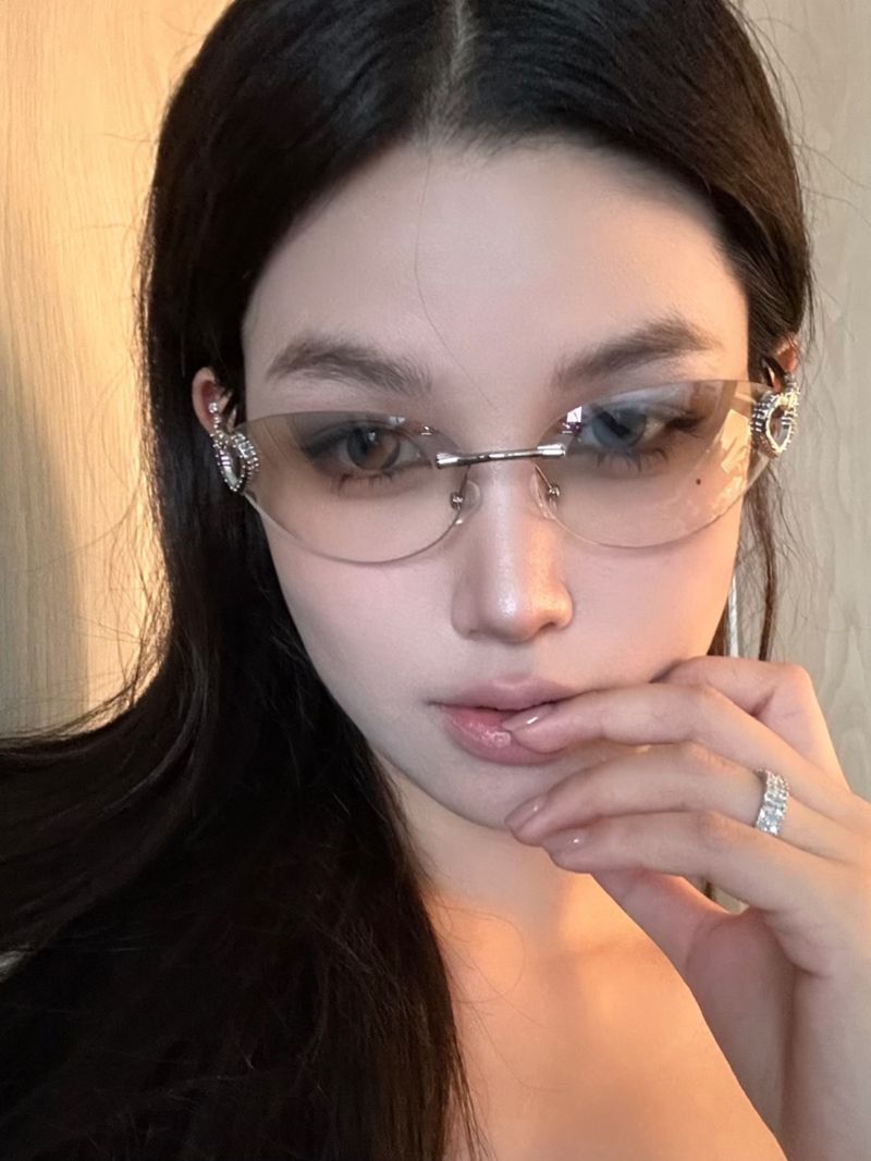 LazyZoom Personalized Frameless Mercury Oval Cat's Eye European And American Gyaru Y2g Street Shooting Internet Celebrity_voghion.com