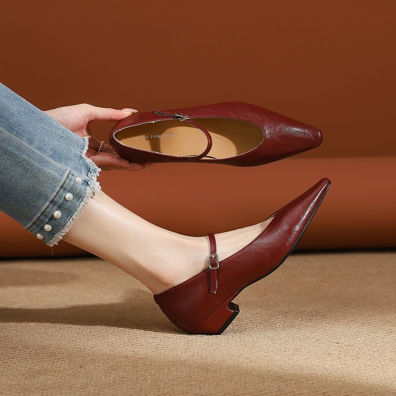 807-1 Französischer Stil, weiches Leder, bequem, spitze Zehenpartie, klobiger Absatz, einzeln, neu, vielseitig, elegant, schlicht, professionell_voghion.com