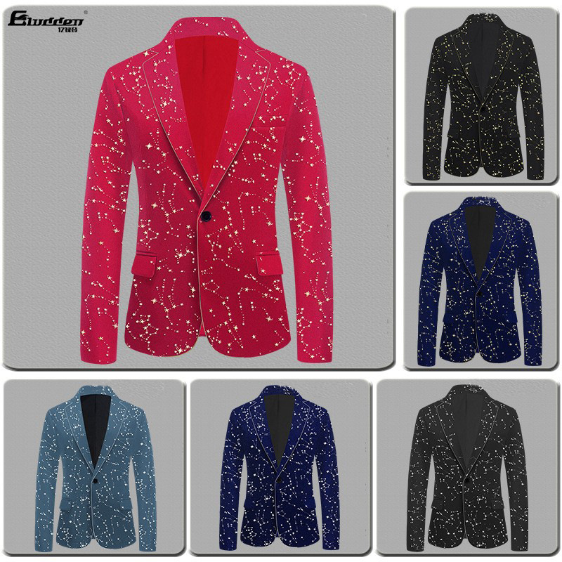 CT Velvet Gold Foil Trim Suit For Singers, Hosts, Choir MCs, Stage Performance Tuxedos_voghion.com