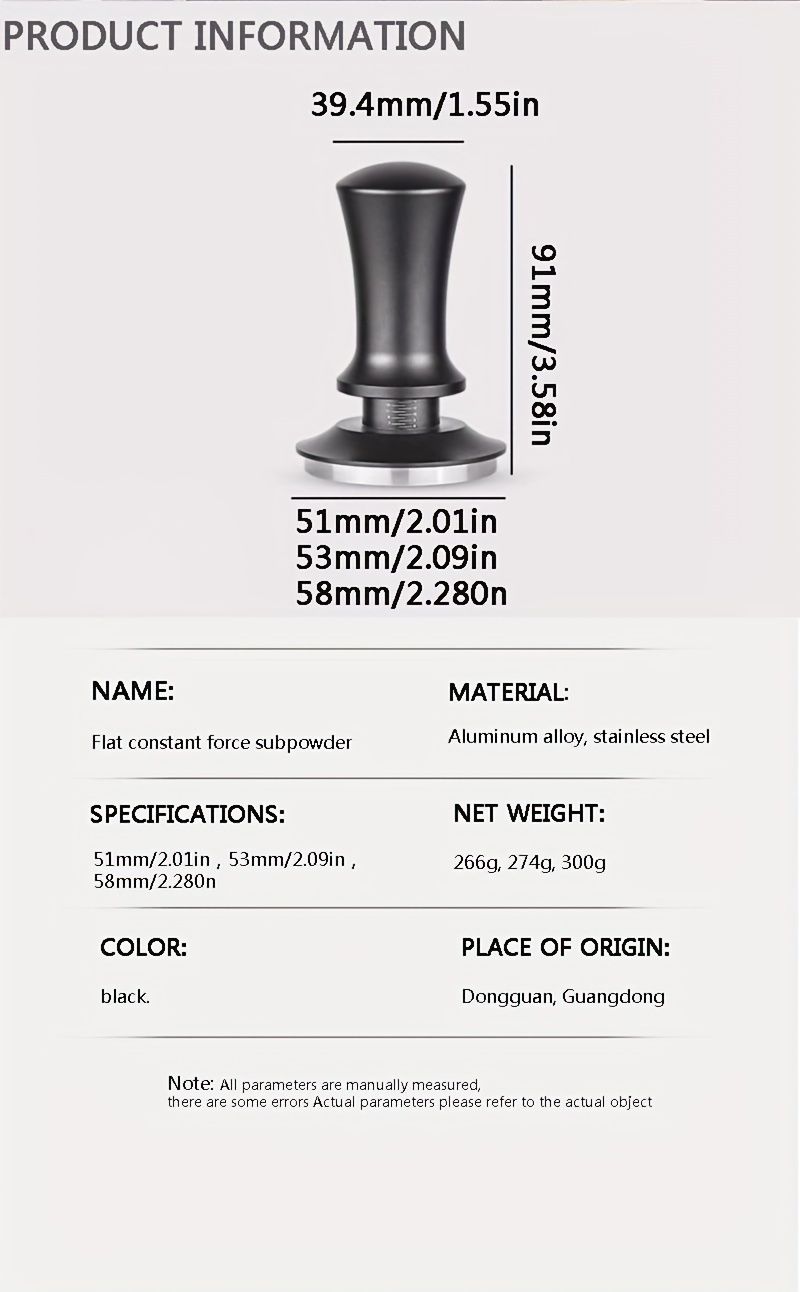 1pc, 51/53/58mm Stainless Steel Constant Press Powder Presser Italian Espresso Stretch Press Powder Hammer, Coffee Accessories, Coffee Supplies_voghion.com