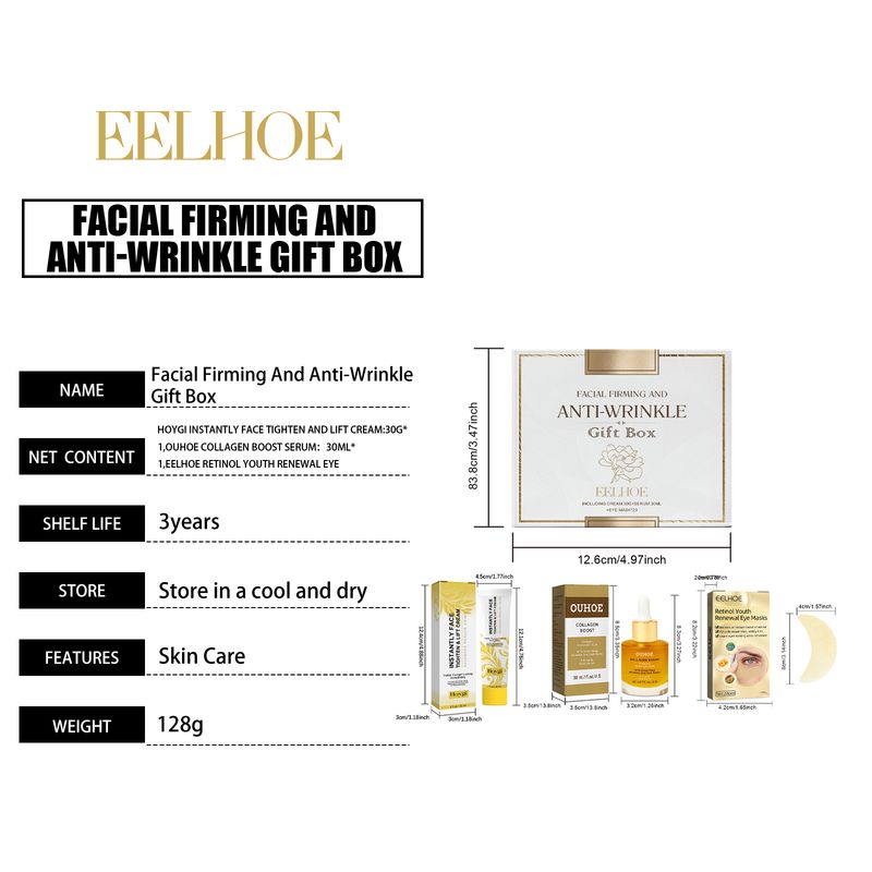EELHOE Geschenkbox zur Gesichtspflege, feuchtigkeitsspendendes und feuchtigkeitsspendendes Pflege- und Lotionsset zur Verjüngung der Gesichts- und Augenhaut_voghion.com