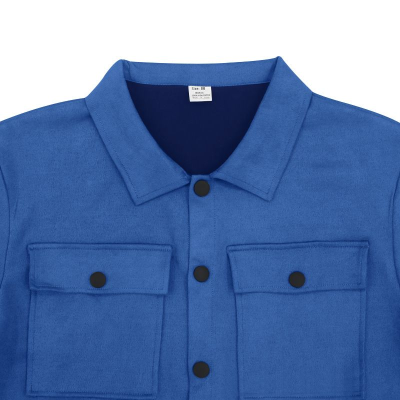 Men's Clothing Button Suede Casual Jacket Pants 2-piece Set_voghion.com