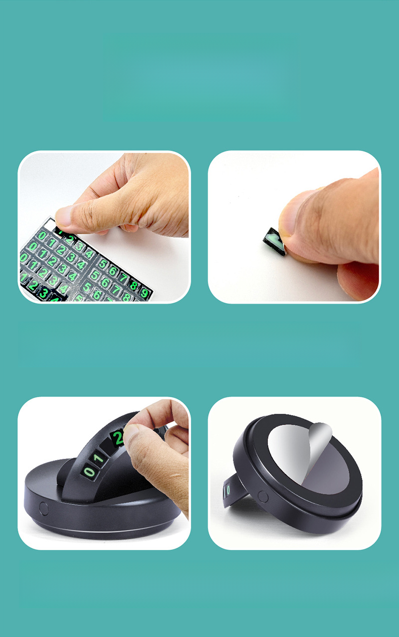 2025 New Dashboard Mobile Phone Navigation 360 ° Rotation Temporary Parking Luminous Number Plate Holder_voghion.com