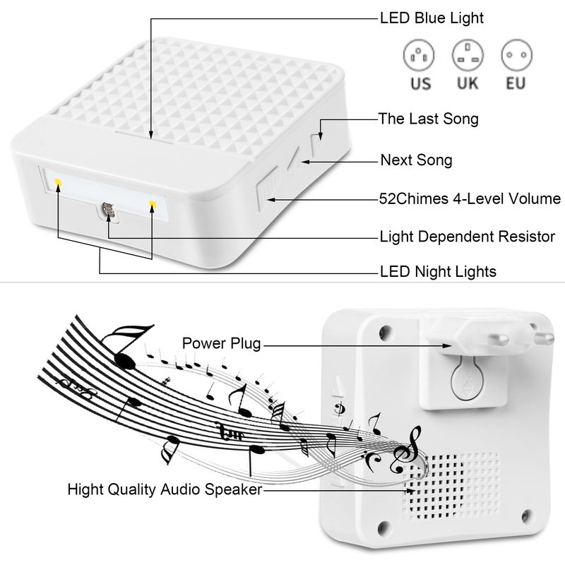 Campanello intelligente wireless a energia solare Welcome Friend con ricevitore impermeabile IP65 e portata 300 m_voghion.com