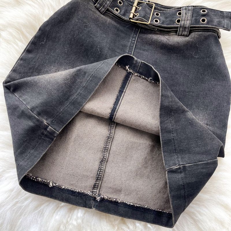 Damenbekleidung Retro reine Hot Girl Style Hosenträger Tube Top Weste + Farbverlauf hohe Taille schlanker Hüftrock Denim Anzug_voghion.com