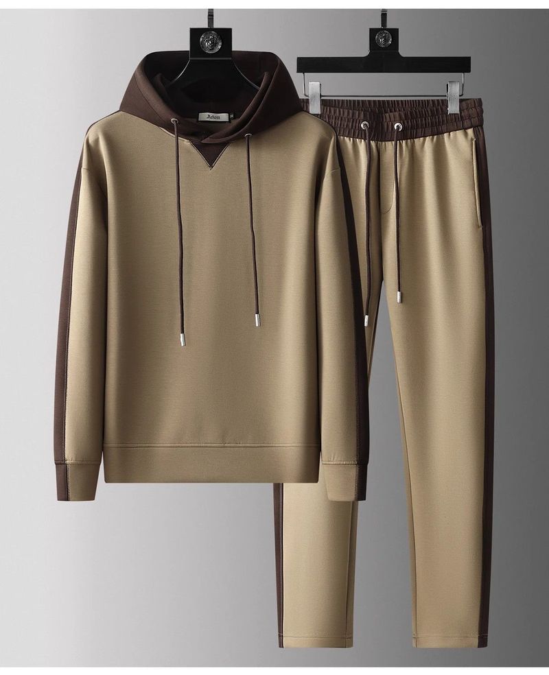 Conjunto de sudadera y jogger con paneles en contraste para hombre: un elegante conjunto informal de dos piezas para otoño/invierno._voghion.com