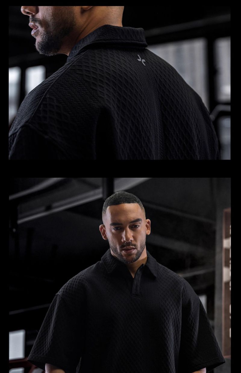 Herrenbekleidung Sommer High-End-Fitness-Sportanzug für Männer, einfaches, lockeres, großformatiges, kurzärmeliges Poloshirt und Shorts, ein komplettes Set trendiger_voghion.com