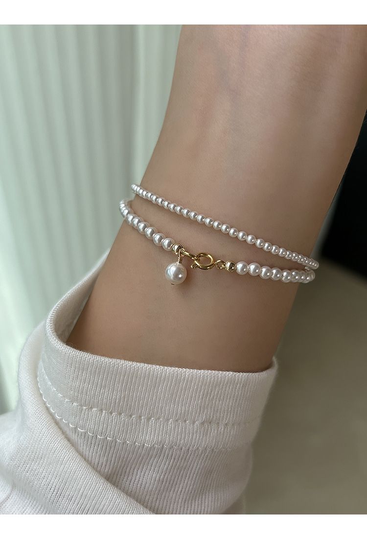 Braccialetto semplice con perle rotonde leggere e resistenti, classico Mini Shi Jia, stile squisito per i blogger di nicchia._voghion.com