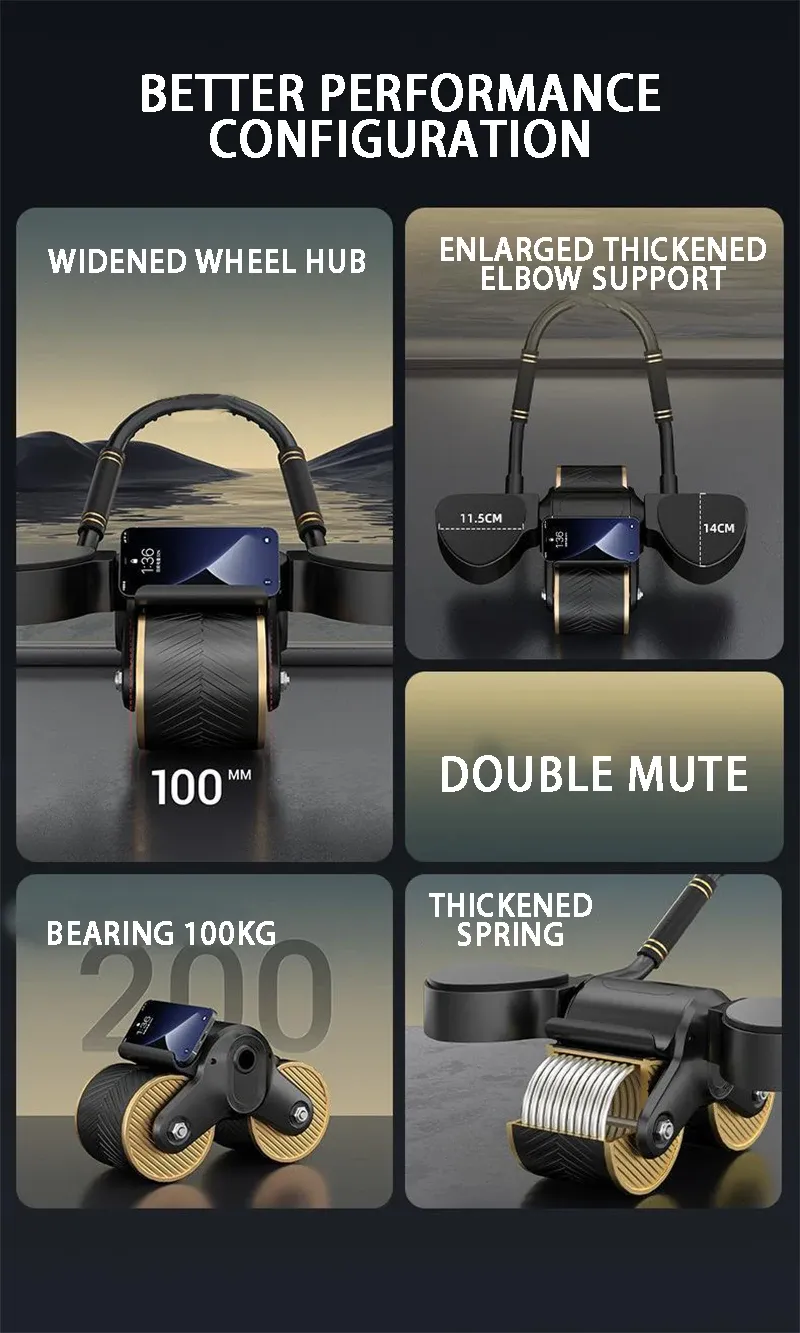 Ab Roller Wheel Automatic Rebound Ab Abdominal Exercise Roller Elbow Support Fitness Workout Equipment Ab Exercise for Home Gym_voghion.com