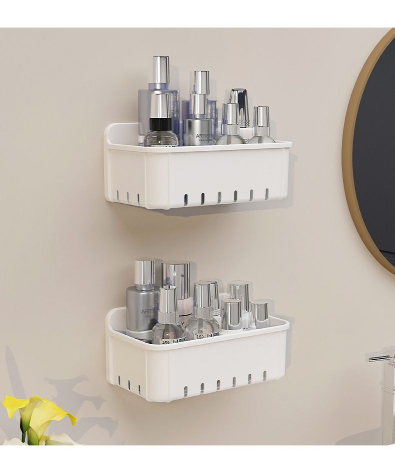 Scaffale da bagno senza foratura, per lavandino, WC, scarico a parete, scaffale da parete, scaffale da cucina in plastica_voghion.com