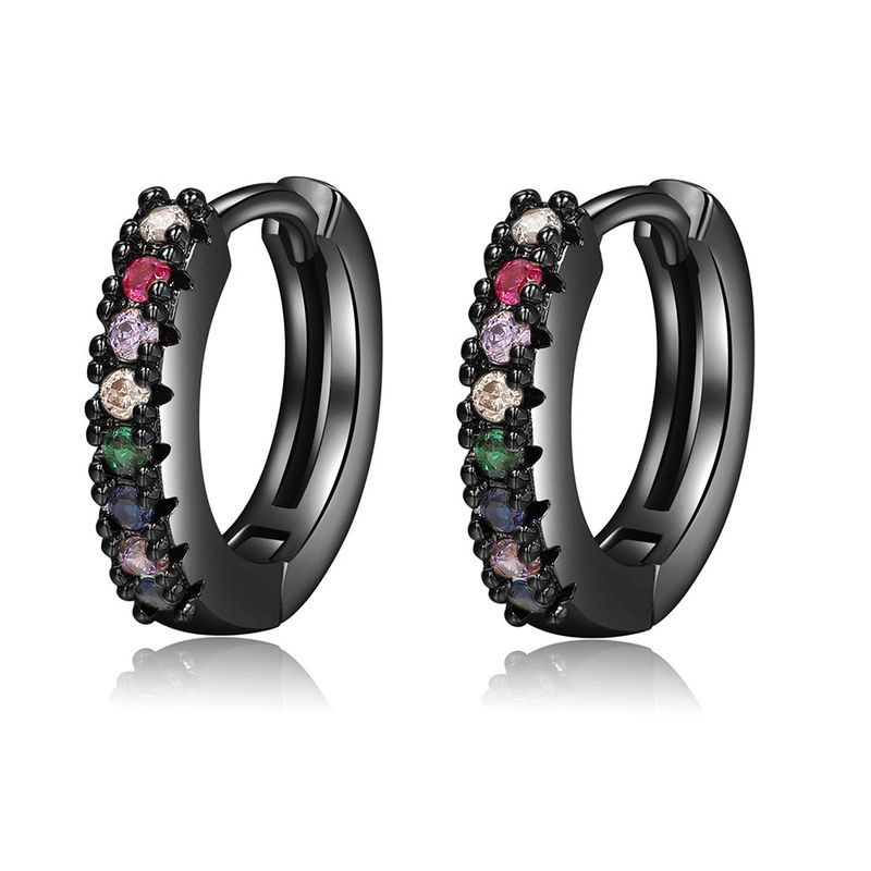 Popular Color Zircon Ear Buckle Micro-inlaid Geometric Ear Ring Temperament Simple Personality Earrings_voghion.com