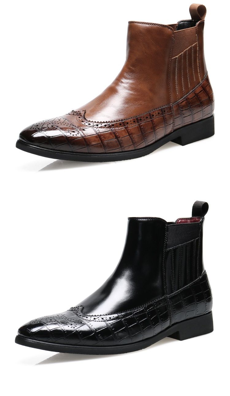 Botas Martin de punta puntiaguda Voyage 8655 Brogue para hombre, talla grande, para exportación_voghion.com