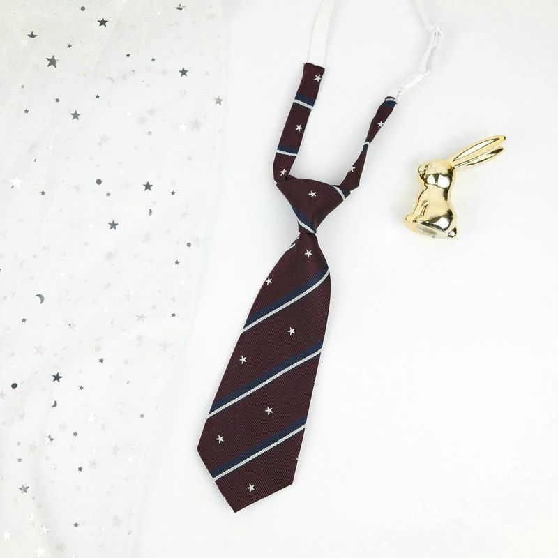 Cravatta retrò marrone a righe, carina, super corta, senza cuciture, giapponese, da donna, per bambini dell'asilo_voghion.com
