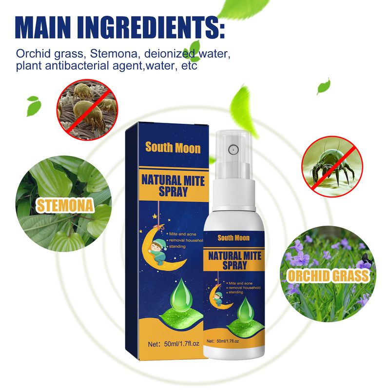 South Moon Natürliches Milbenspray, Spray zur Entfernung von Milben und Läuseeiern aus Schlafzimmer, Sofa, Bettwäsche und Textilien_voghion.com