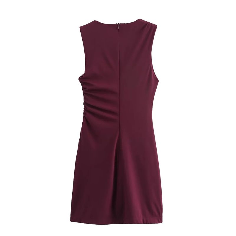 Abito decorativo plissettato in maglia tricolore da donna_voghion.com