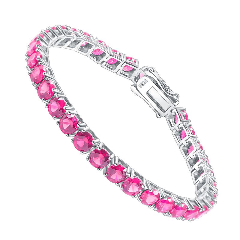 Bracciale con pietre preziose miste color arcobaleno, catena da tennis da 3/4/5 mm, bracciale in argento sterling S925 con rubini coltivati intarsiati_voghion.com